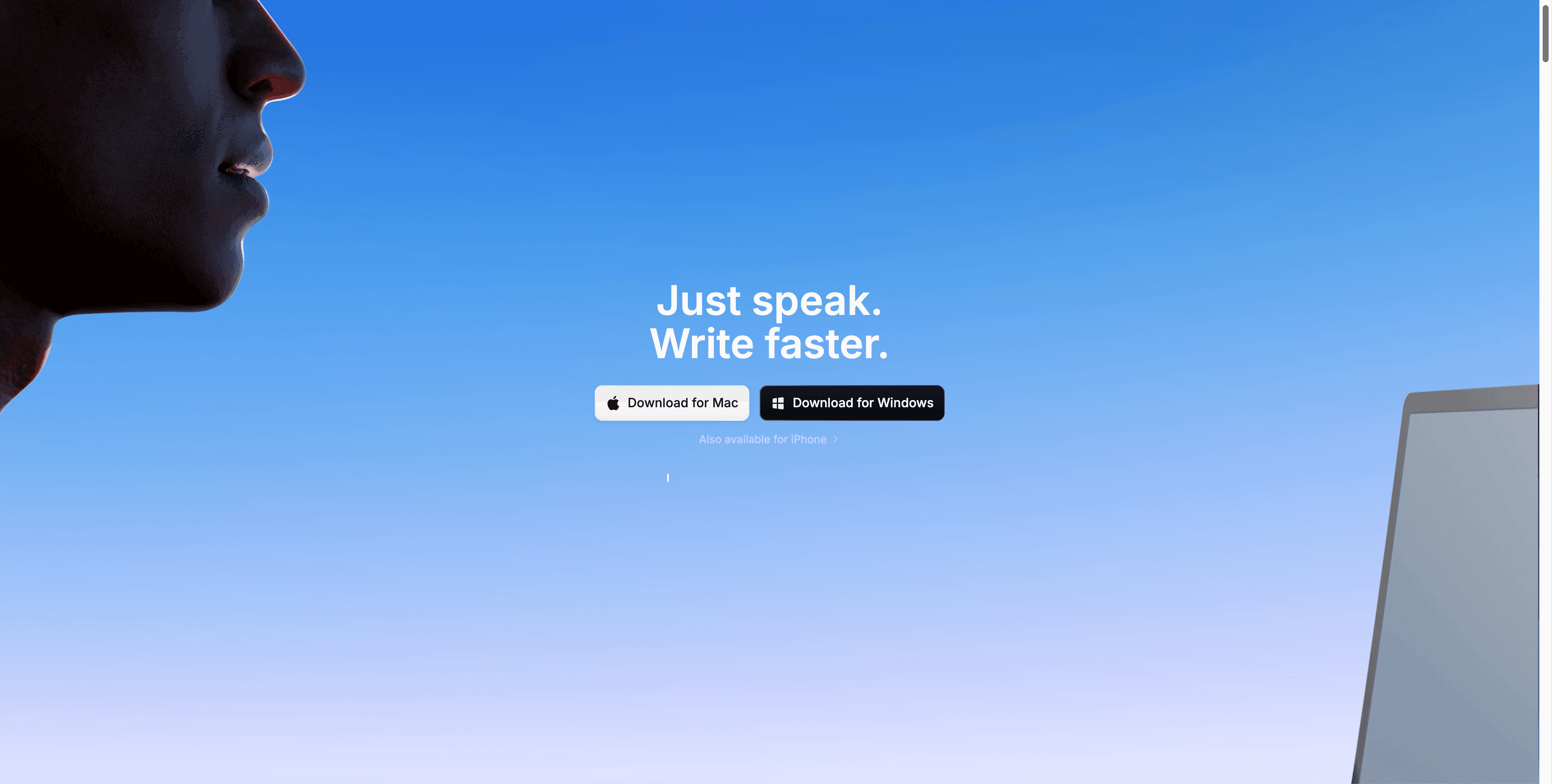 Superwhisper homepage screenshot